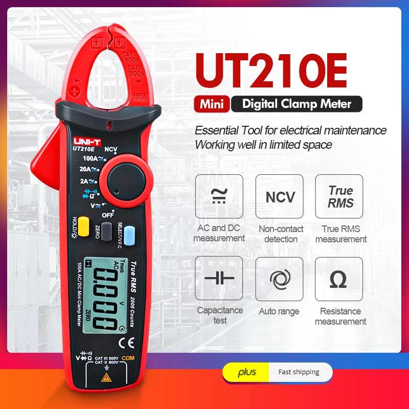 UNI-T UT210E Digital AC DC Current Clamp Meter True RMS Pliers Ammeter Voltage Tester Multimeter Resistance Frequency Meter Spy-shop.com