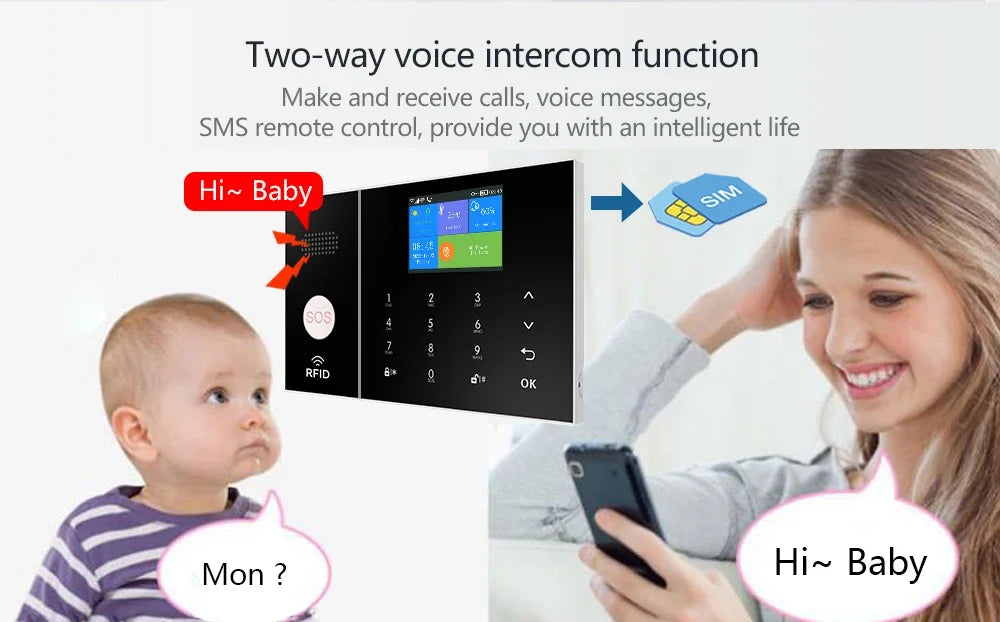 HIVA 4G Security Alarm System For Home WiFi Tuya Smart Life App Control Burglar Alarm Kit Work With Alexa With Pir Door Sensor 