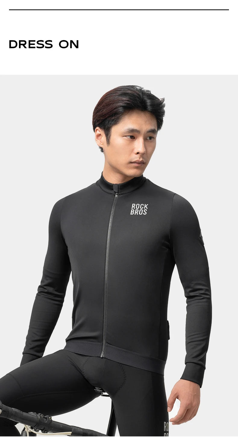 Men’s Thermal Cycling Jersey Windproof Fleece for Cold Weather Riding