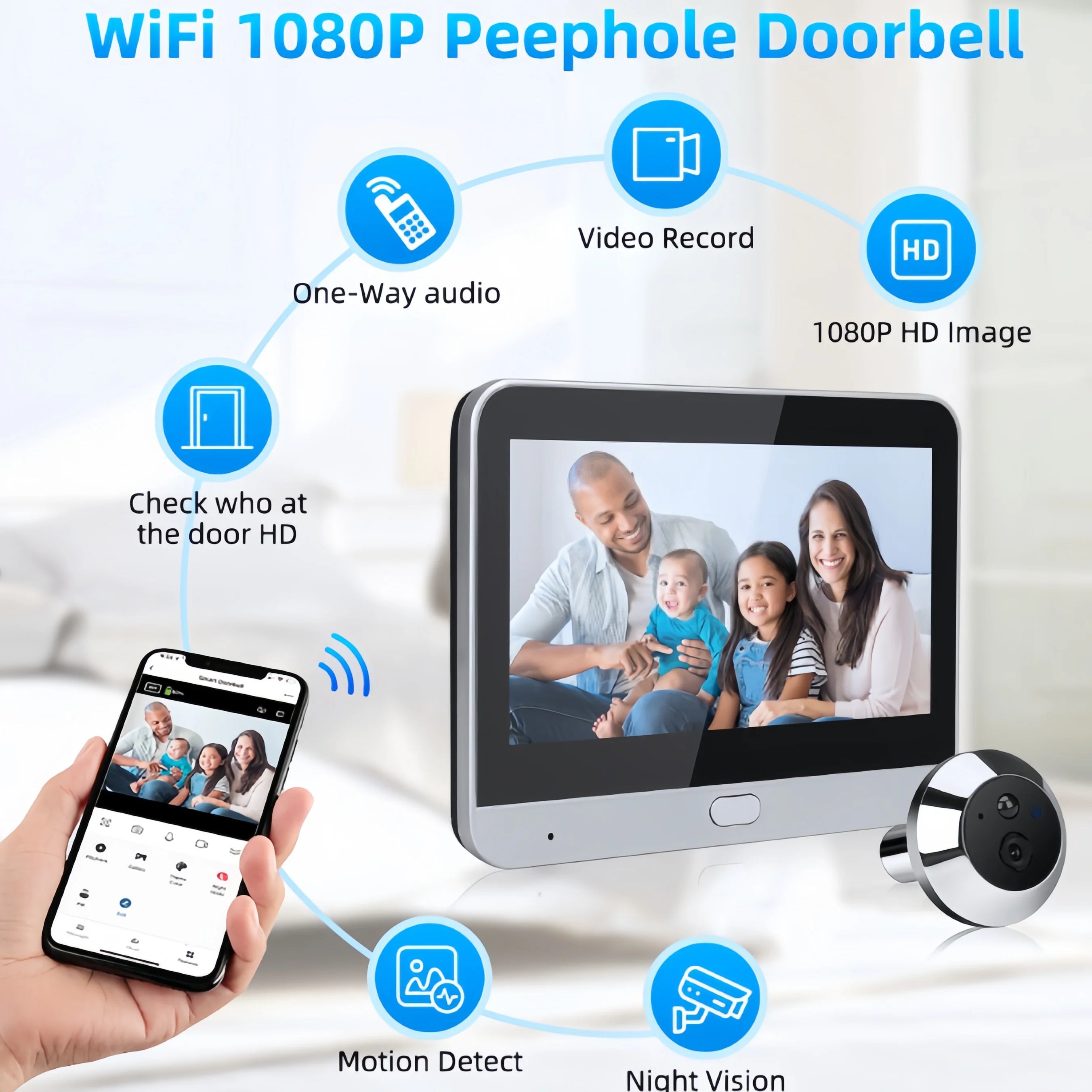 WiFi Video Doorbell HD Night Vision Smart Security Camera