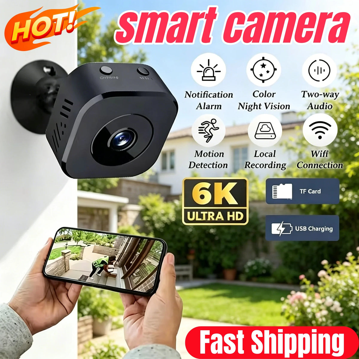 1080p Mini Wi-Fi Camera with Infrared Night Viewing