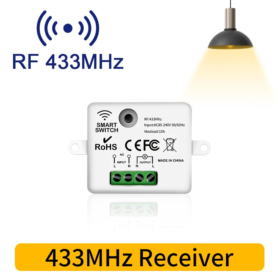 Interrupteur d'éclairage sans fil à télécommande RF 433 MHz