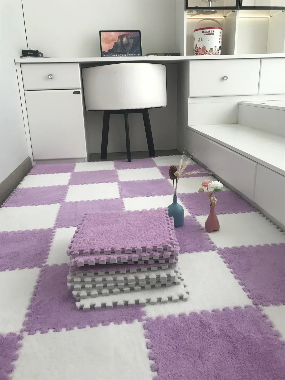 30*30CM Soft Plush Children Kids Rug Play Mat Puzzle Carpet Warm Playmat Interlocking Exercise Tiles Floor Carpet Decoration Mat 