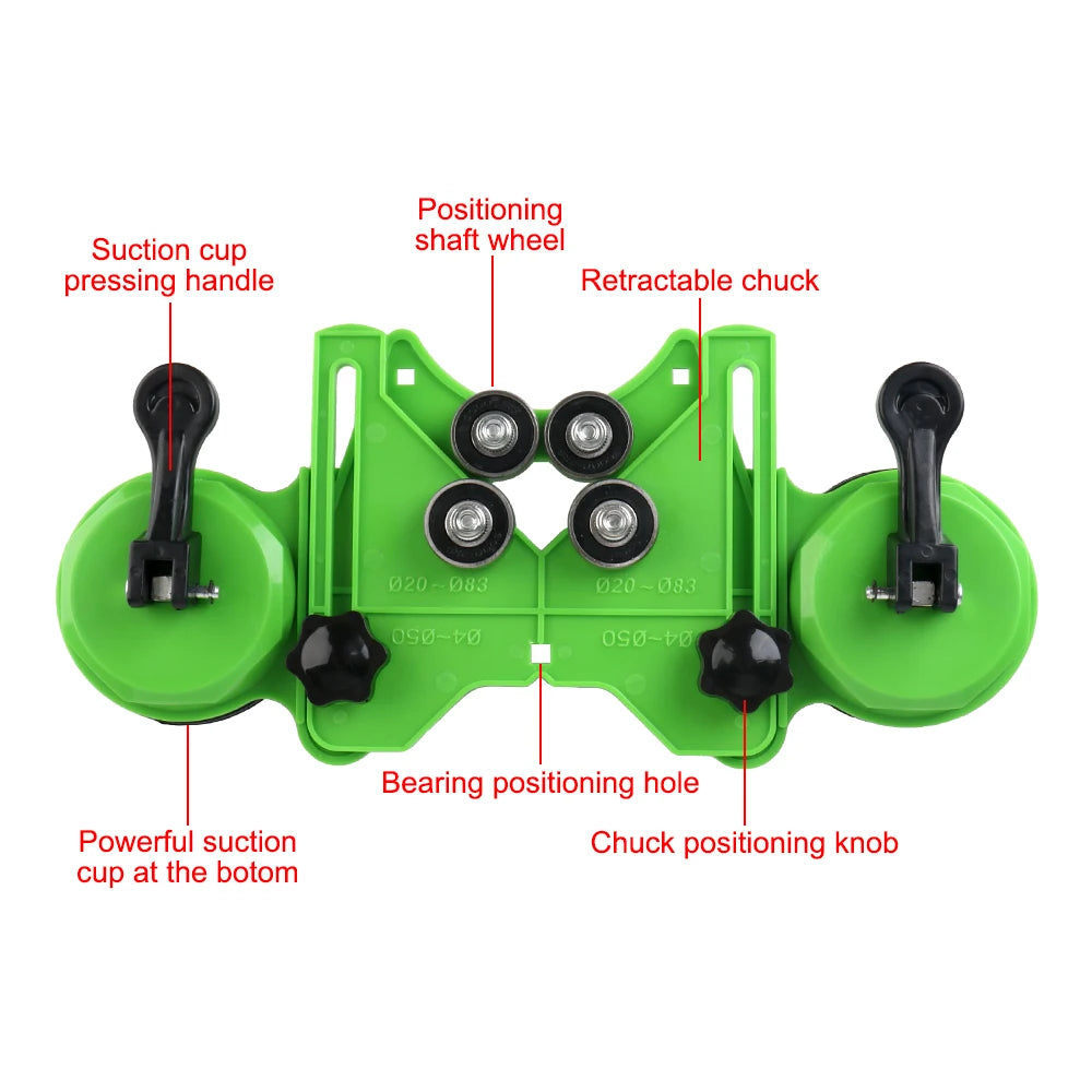 Double Suction-Cup Drill Guide, 4–83 mm, Optional 15-Bit Set