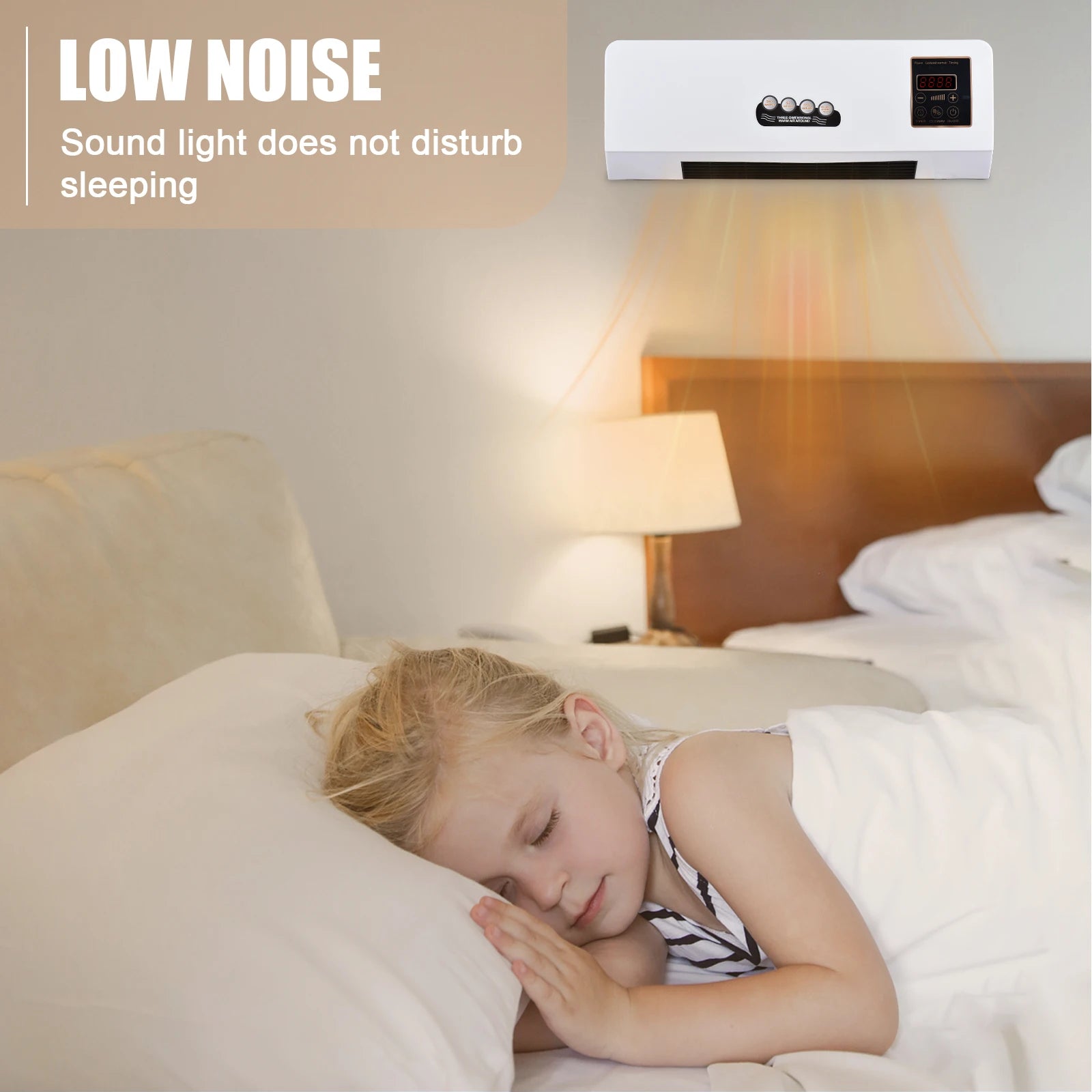 Aquecedor e Ventilador Combo de 1800W, Aquecedor Elétrico de Parede com Ventilador e Controlo Remoto