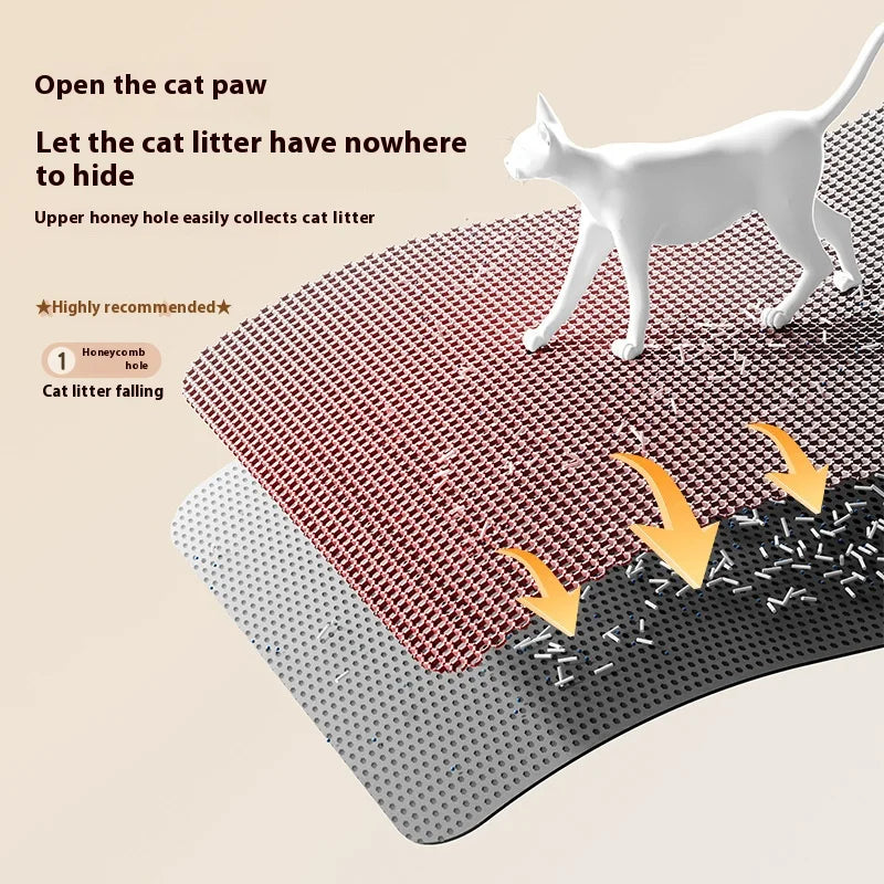 Cat Litter Mat 2-Layer Design Premium Sand Trapping Technology Waterproof Base Non-Slip Pet Floor Protector for Indoor Kittens 