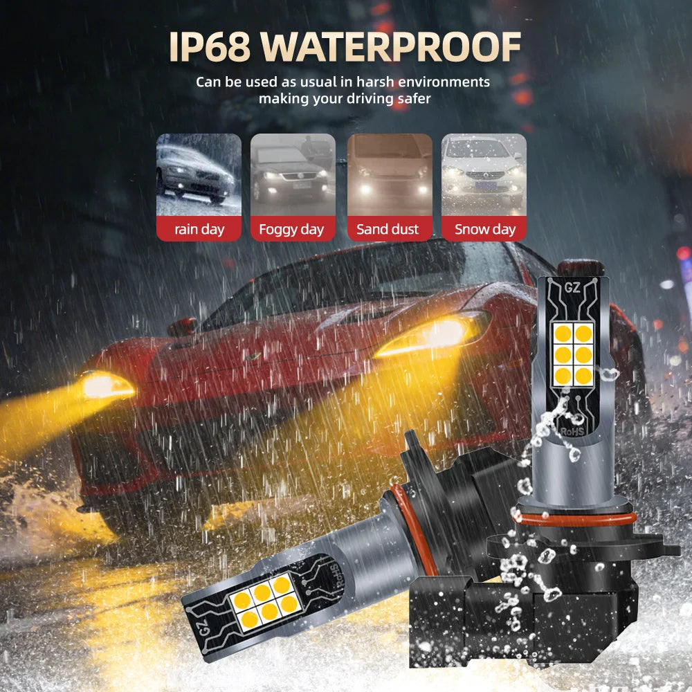 2x H8 H11 LED 9006 9005 9145 H1 H3 PSX24W 5202 880 881 ampoules antibrouillard 3000K jaune, éclairage DRL, lampe frontale 12V