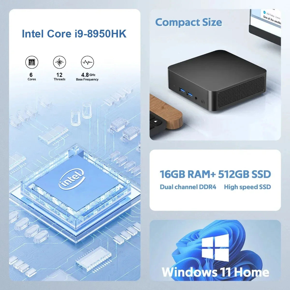 Mini PC Windows 11 Pro Intel Core i9 teljesítménnyel