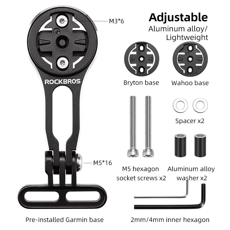 Prolunga per Supporto Computer da Bici con Porta Luce Anteriore Staffa in Lega