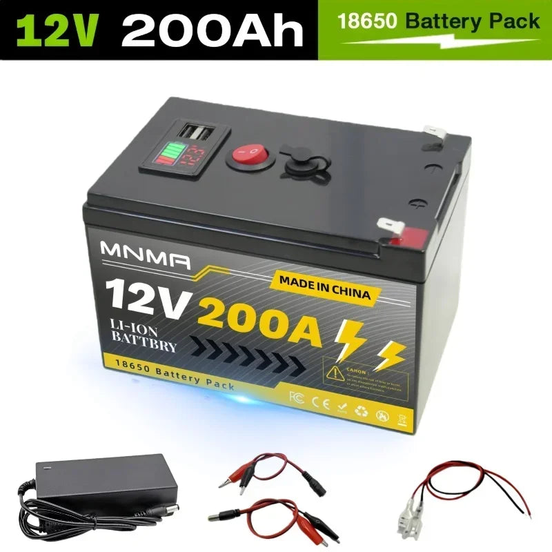 12V 200Ah LiFePO4 Solar-Batterie, Tiefzyklus Wiederaufladbare integrierte BMS Lithium 200000mAh für Power Wheels, Scooter, Fischfinder