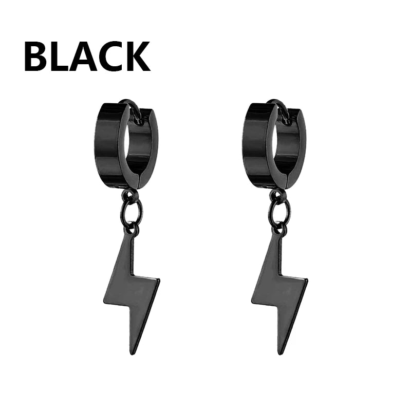 1 Pairs Punk Stainless Steel Stud Earrings Black Earrings Set For Men Women Vintage Hip Hop Piercing Ear Jewelry 