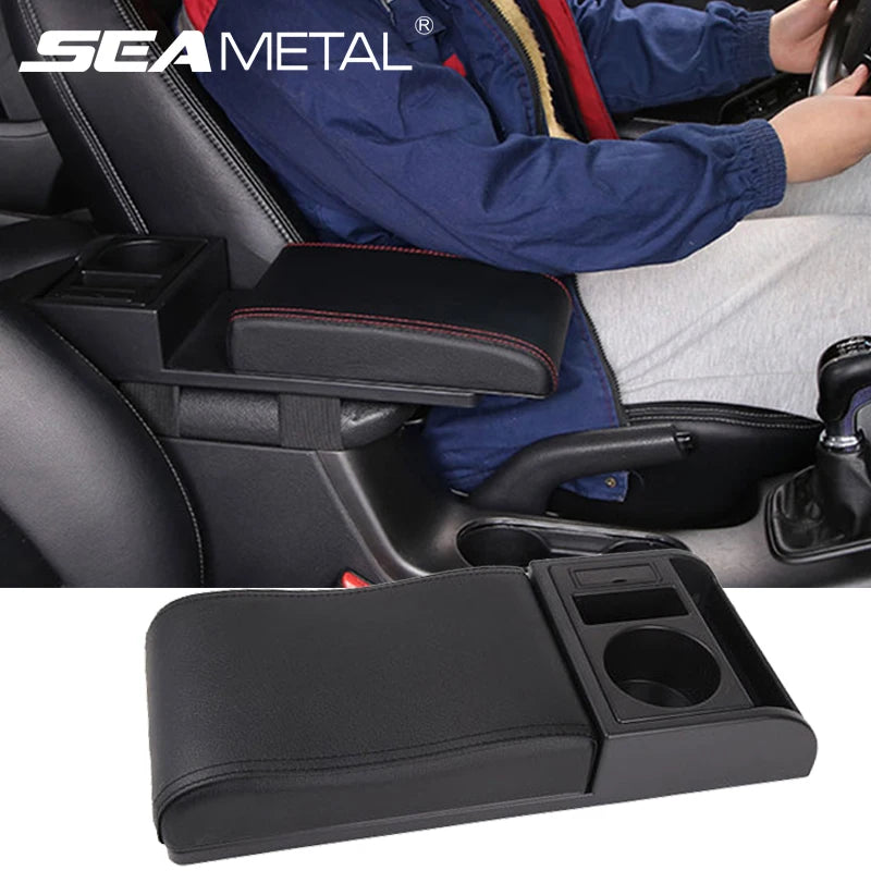 Universal Car Armrest with Cup Holder and USB Storage Box