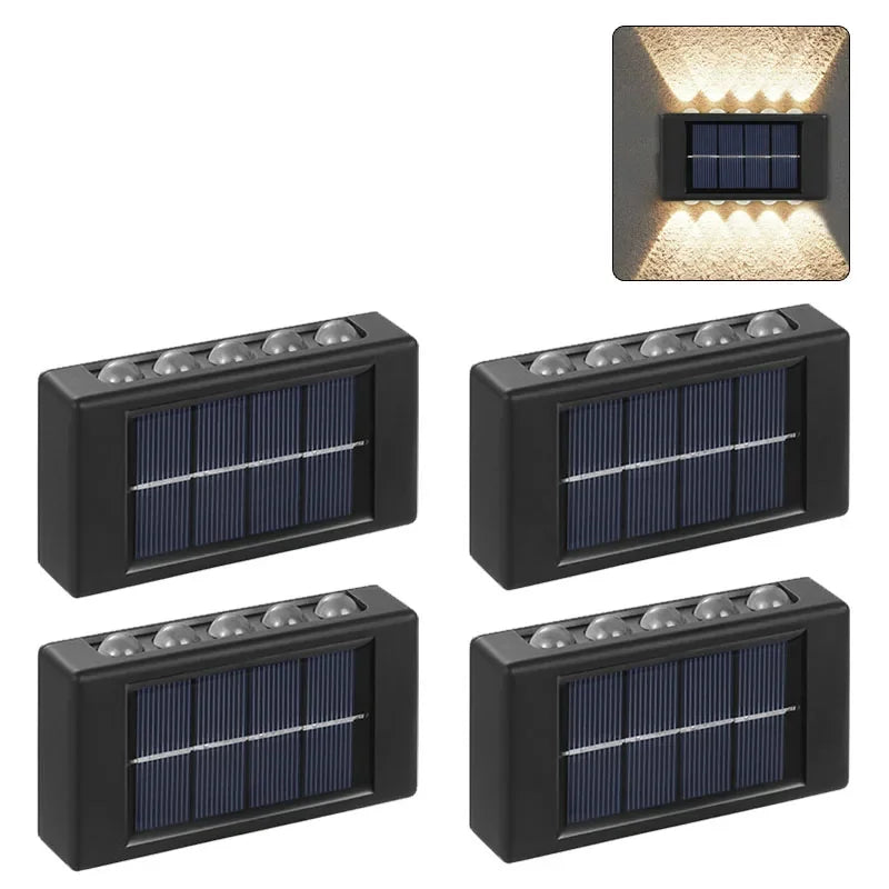 Solar Wall Light, IP65, 6 or 10 LED, White or Warm
