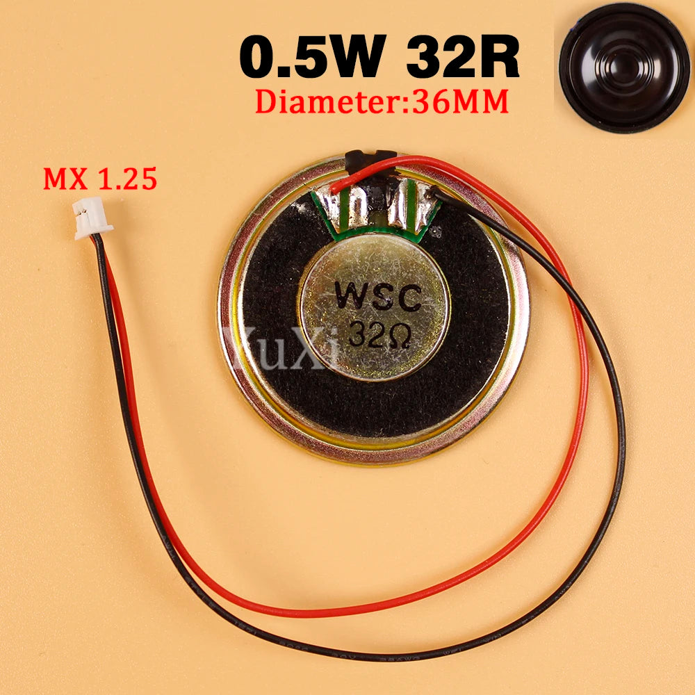 32 Ohm 0.5 W Mini Speaker, Size and Wiring Options
