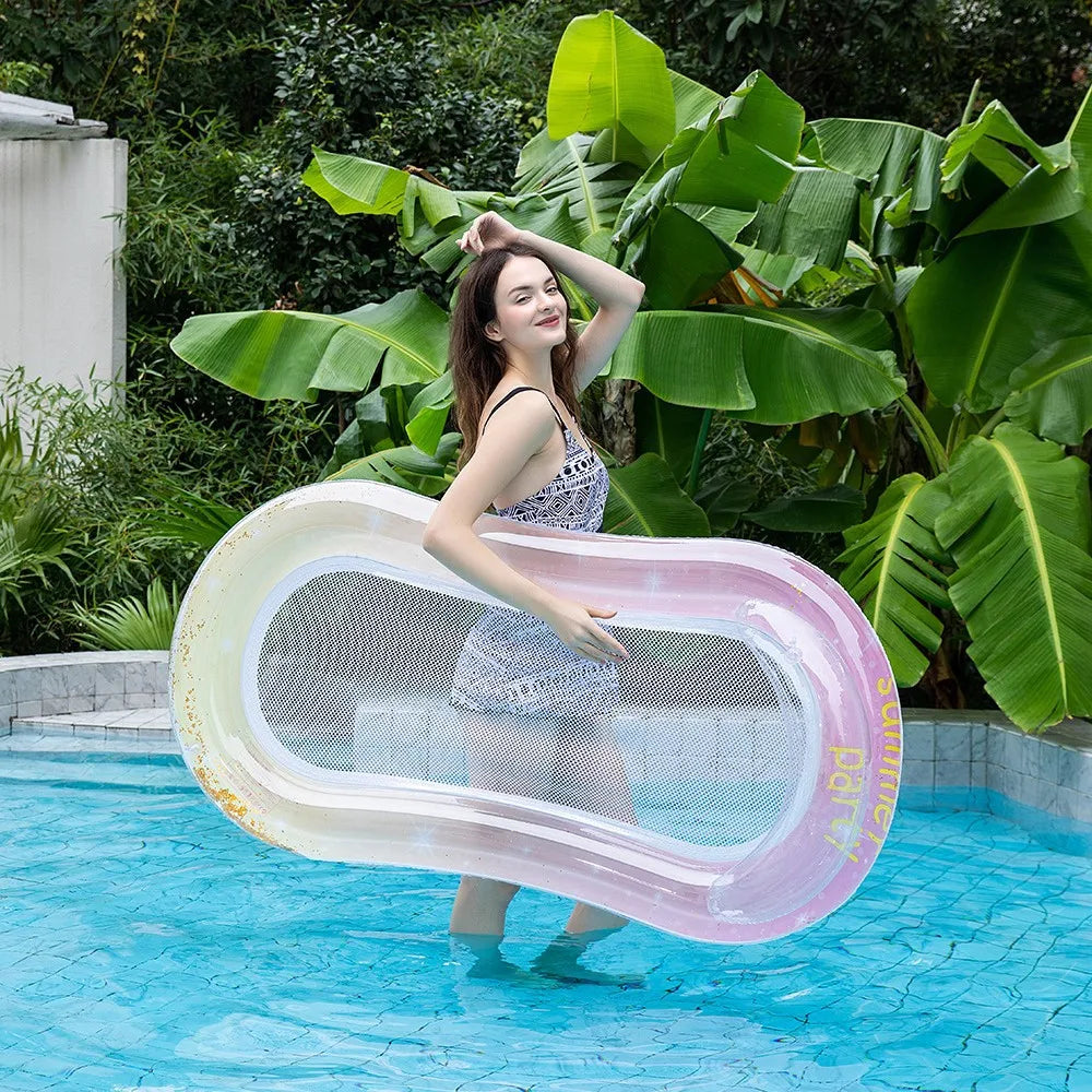 Rooxin Inflatable Water Hammock Floats Bed Swim Ring Tube Swimming Pool Mattresses Sleeping Bed Beach Lounger Chair 