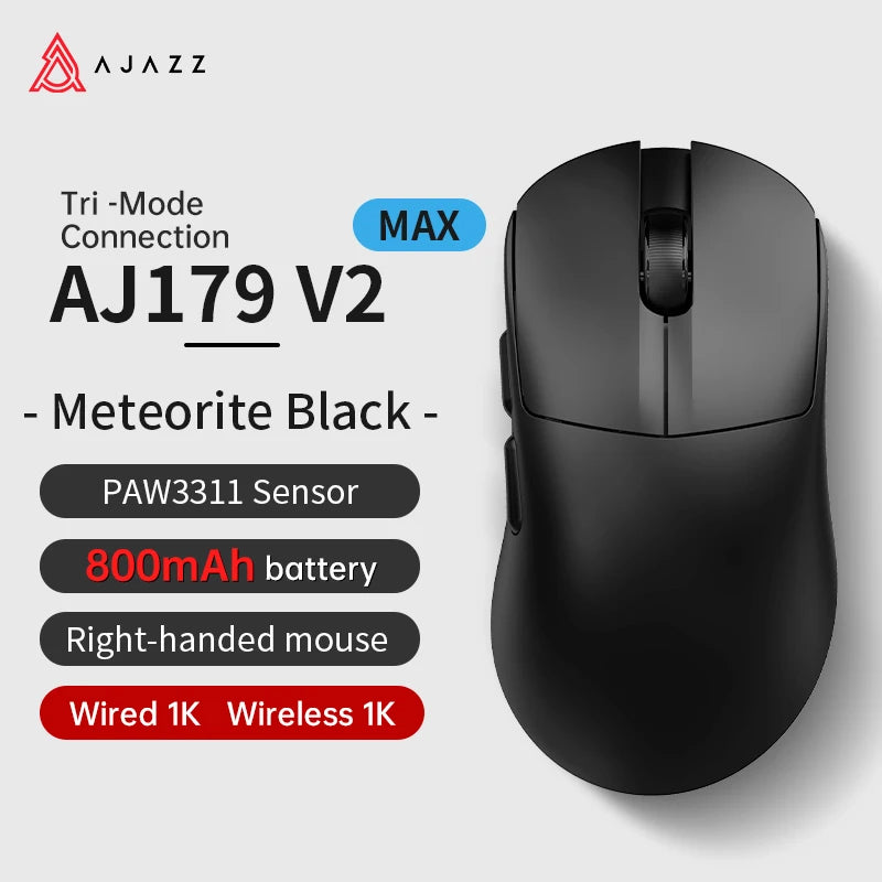 AJAZZ AJ179 PRO PAW3395 Lightweight Wired Wireless Mouse with Magnetic Charging Base Ergonomic Macro Gaming Mouse for PC Laptop 