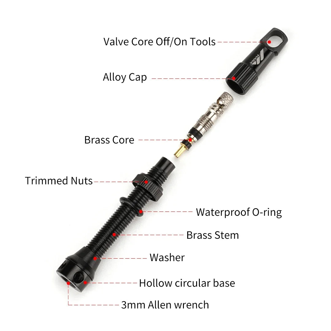 Válvulas Tubeless Presta MANA — Par, 40–100 mm