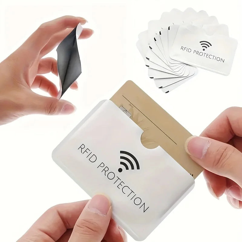 10pcs Aluminium Smart Rfid Blocking Bank Sleeve Wallet, RFID Protection Simple Card Holder 