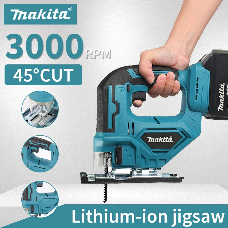 Makita 3000RPM Brushless Jigsaw 340W Electric Jig with Saw Blade 18v Cordless Barrel Handle Jigsaw For Makita Battery 
