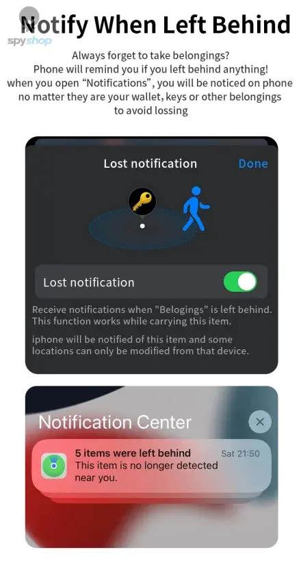 Security Bluetooth GPS Tag Based on iphone Find My app Anti-lose Tracker Sound Locate Message Reminder Alarm Key Finder Spy-shop.com