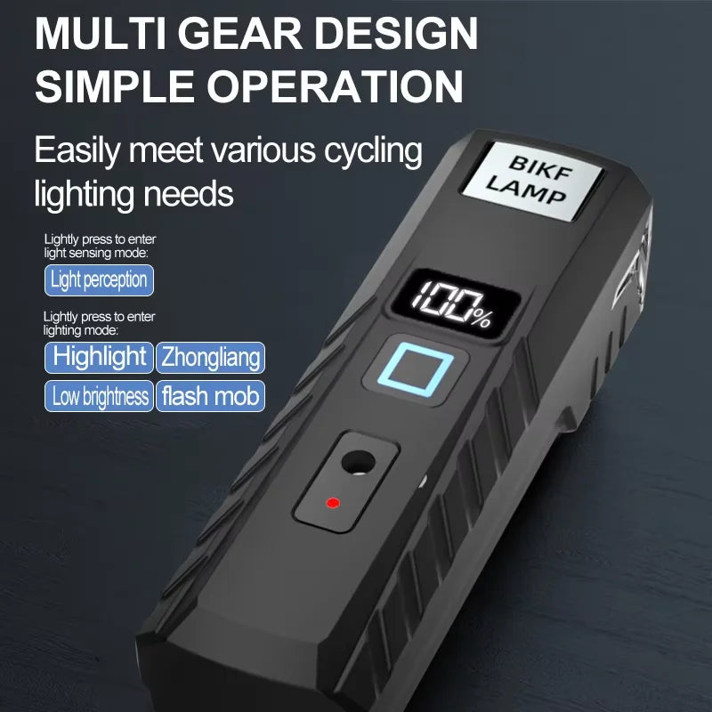 Faro anteriore per bicicletta ricaricabile USB-C con sensore di luminosità