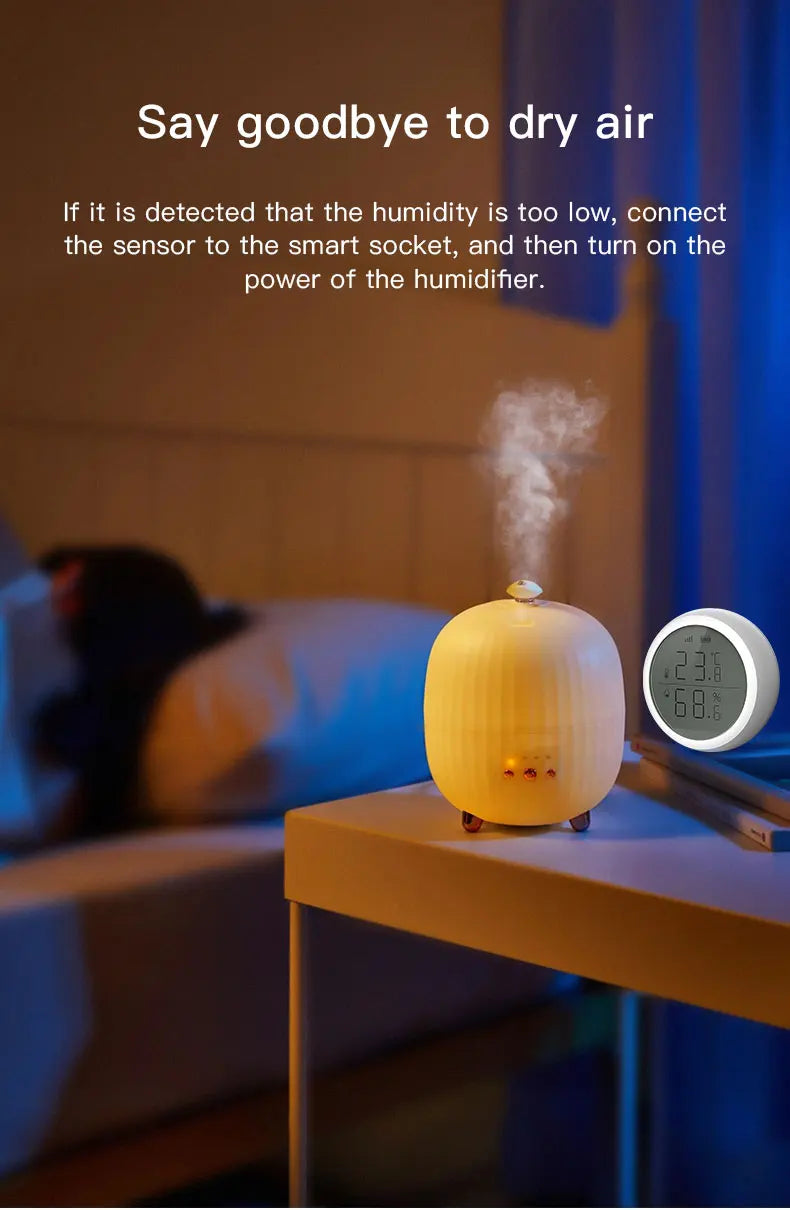 Work with Tuya Smart ZigBee Thermometer Home Indoor Temperature And Humidity Se nsor LCD Display APP Voice Control Alexa Google Home Assistant