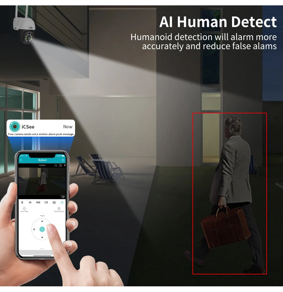 2MP PTZ WiFi Smart Security Camera with Human Detection
