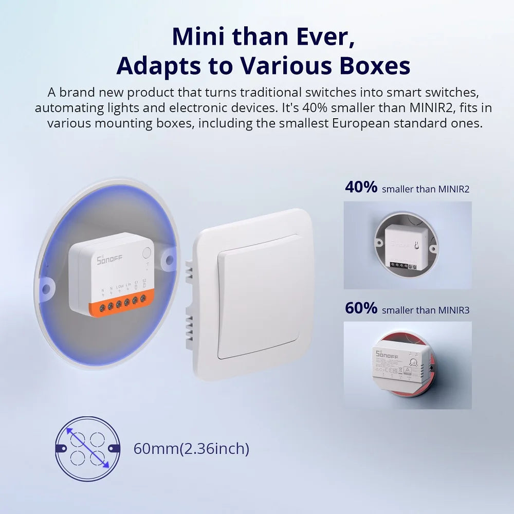 Interruptor de relé inteligente Wi-Fi SONOFF MINIR4