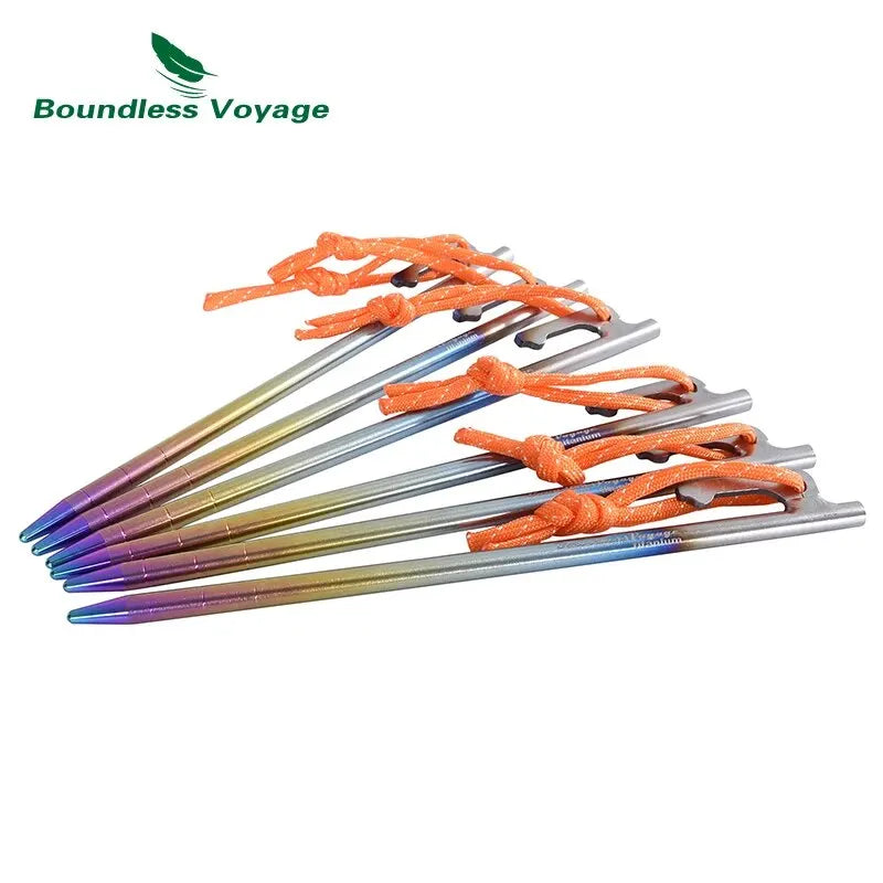 6pcs Heavy Duty Titanium Alloy Tent Stakes Pegs
