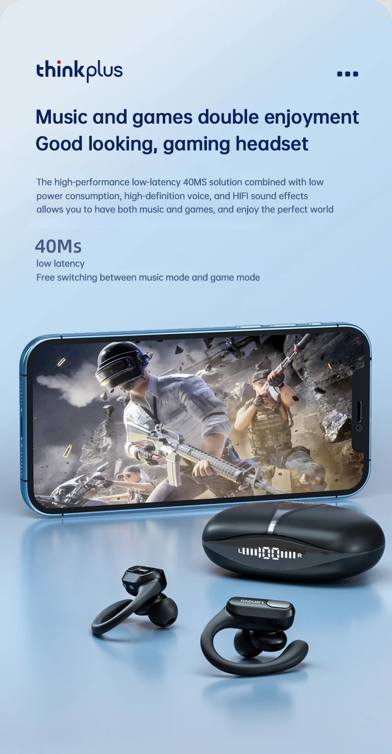 Original Lenovo XT80 Sports Wireless Earphones with Mics, LED Power Display,Hifi Stereo Sound Bluetooth 5.3 TWS HeadphHeadphones 