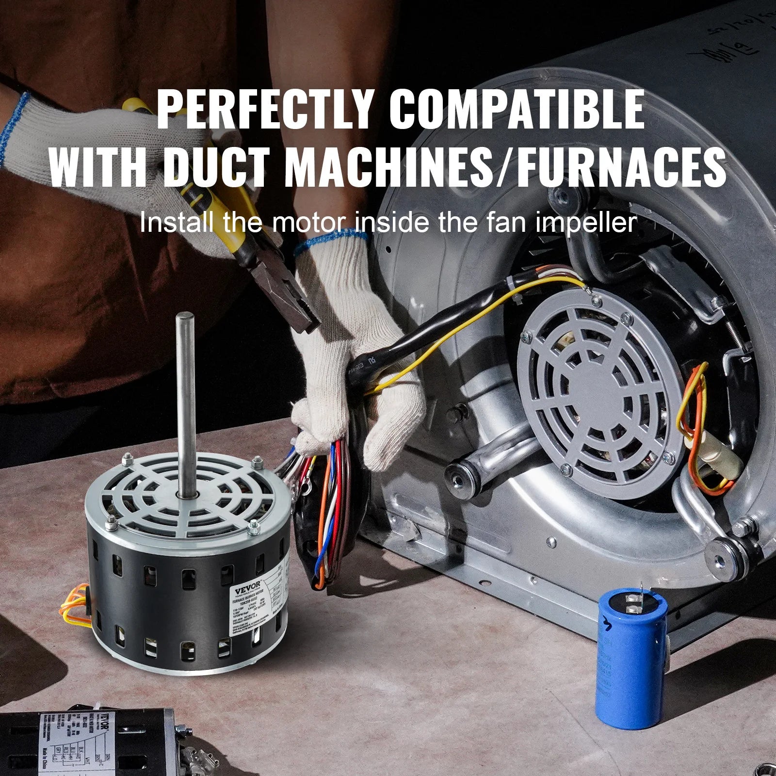 Motor ventilátoru topení 1/3 HP 1075 ot./min 4 rychlosti 48 rám Reverzibilní