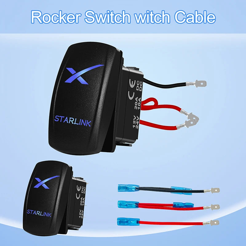 Interruttore a bilanciere SPST a 5 pin con etichetta Starlink e LED blu
