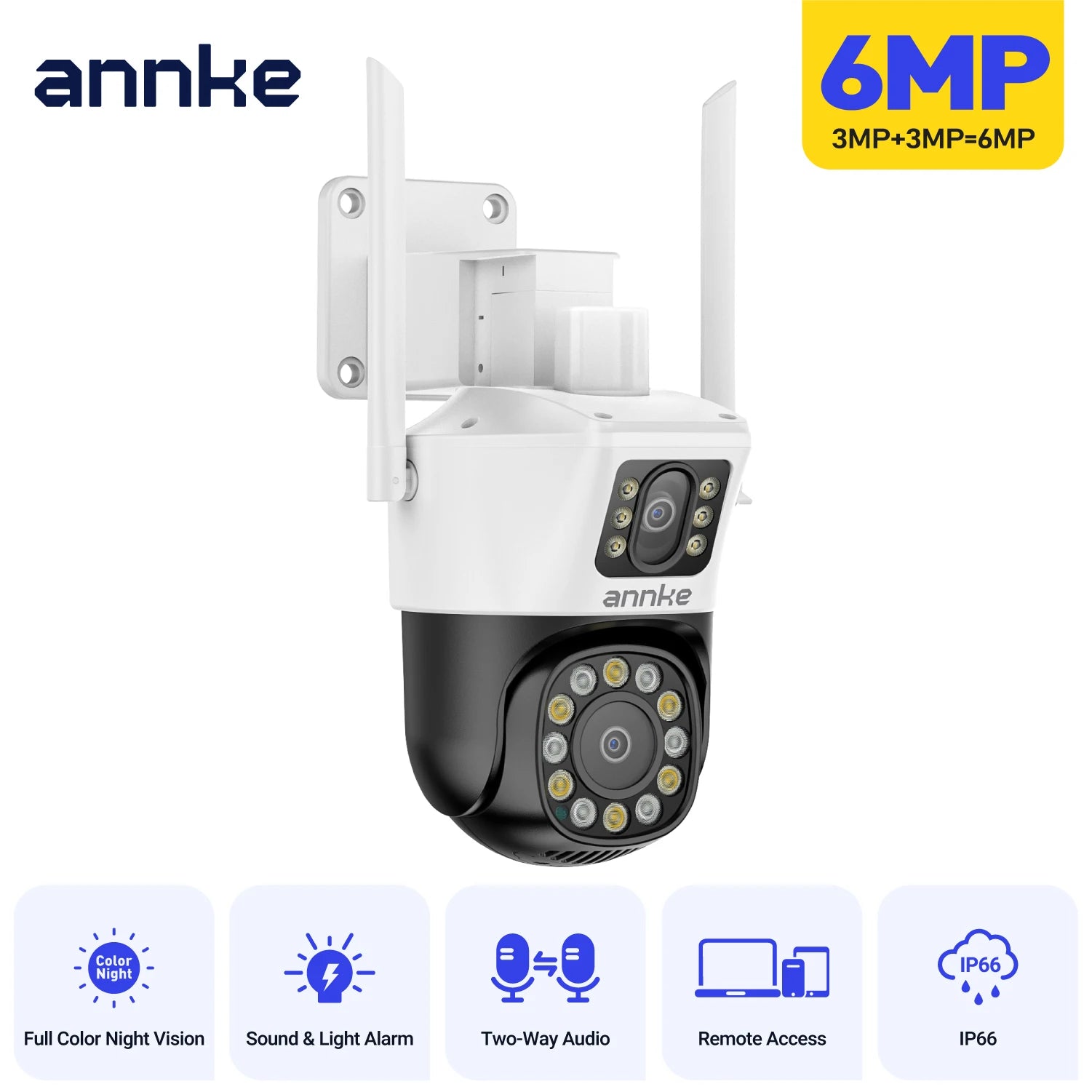 ANNKE 6MP Dual Lens WiFi Outdoor Security Camera with Night Vision