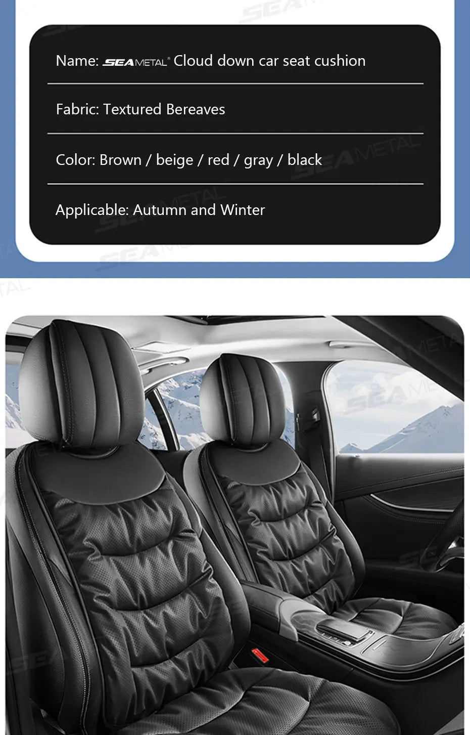 SEAMETAL Winter Car Seat Cover Thicken Thermal Plush Car Seat Cushion Anti Slip Seat Protection Cover Universal for Sedan/Suv