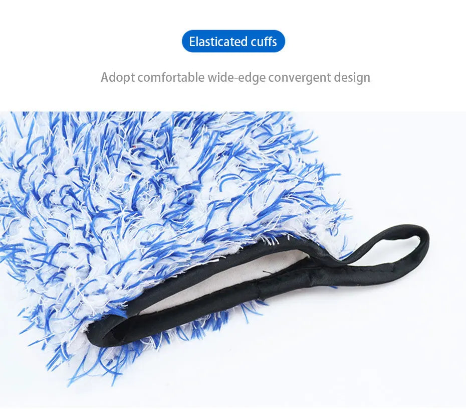 SEAMETAL Microfiber Car Washing Gloves Auto Wheel Hub Rim Cleaning Mitt Ultra-Soft Thickening Wash Glove for Car Detailing Care 