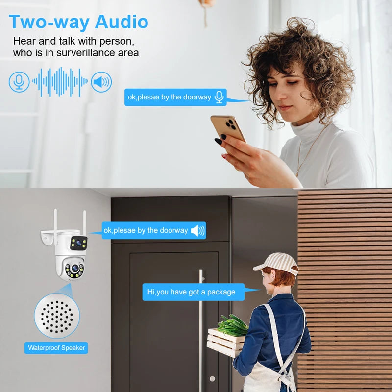 6MP PTZ WiFi IP Camera Dual Lens Dual Screen Outdoor Security Camera