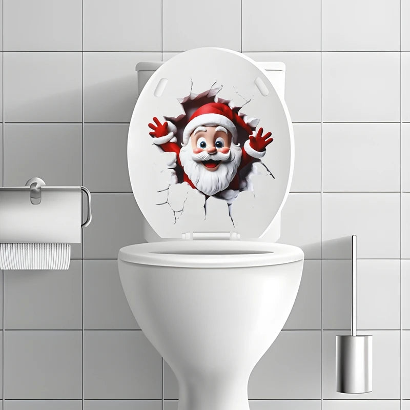 Christmas Toilet Sticker Merry Christmas Decoration for Home 2025 Pendant Xmas Sticker Ornament Navidad Natal New Year Gift 2026 