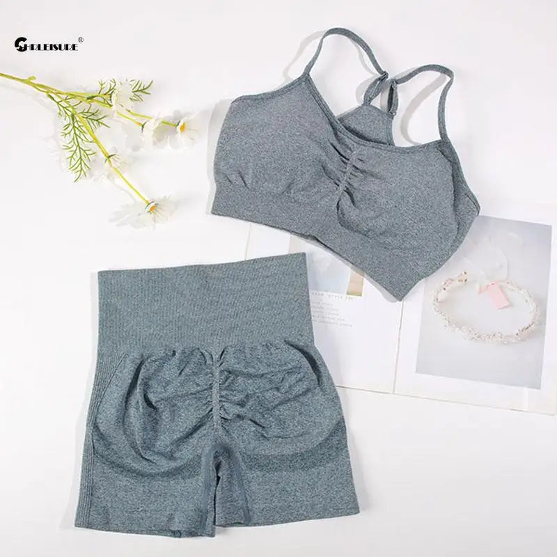 Nahtloses Yoga-BHF-BH und Shorts – Getrennt oder Set-Optionen