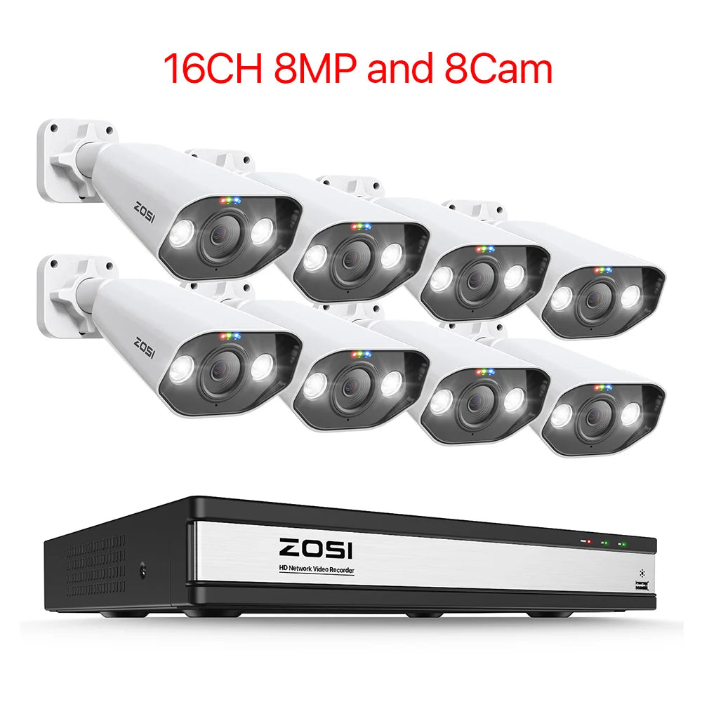 ZOSI 16-Channel 8MP PoE Security Camera System with 4TB HDD