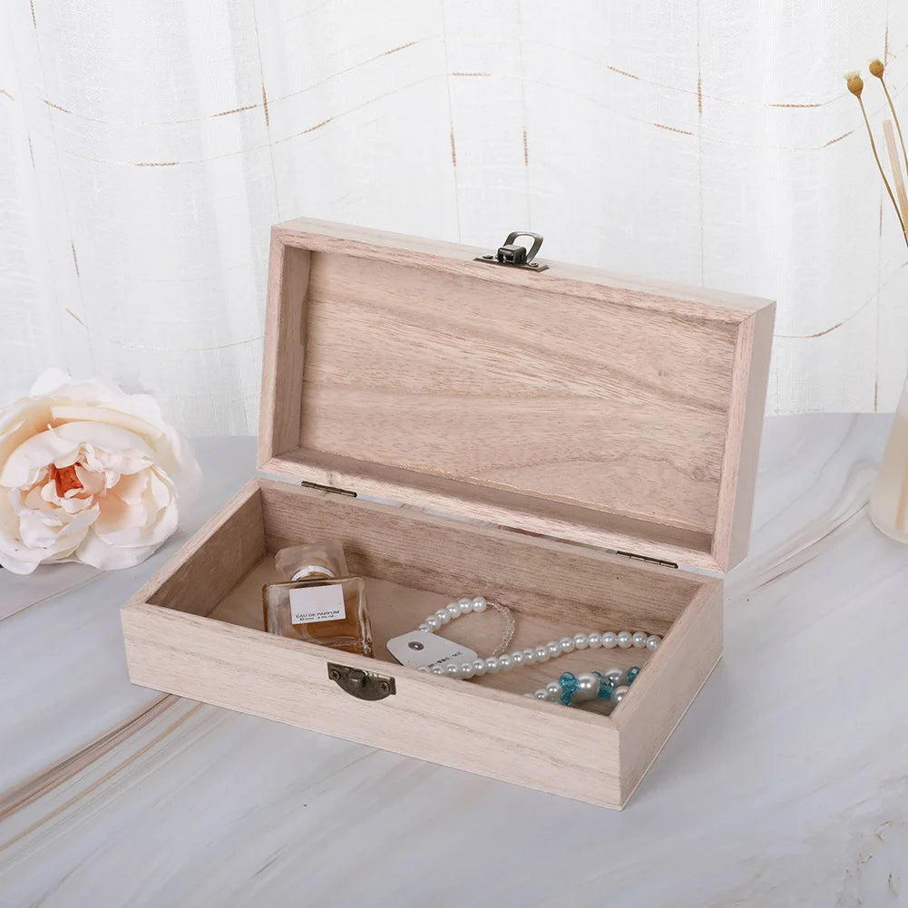 Rectangular Wooden Keepsake Box with Clasp