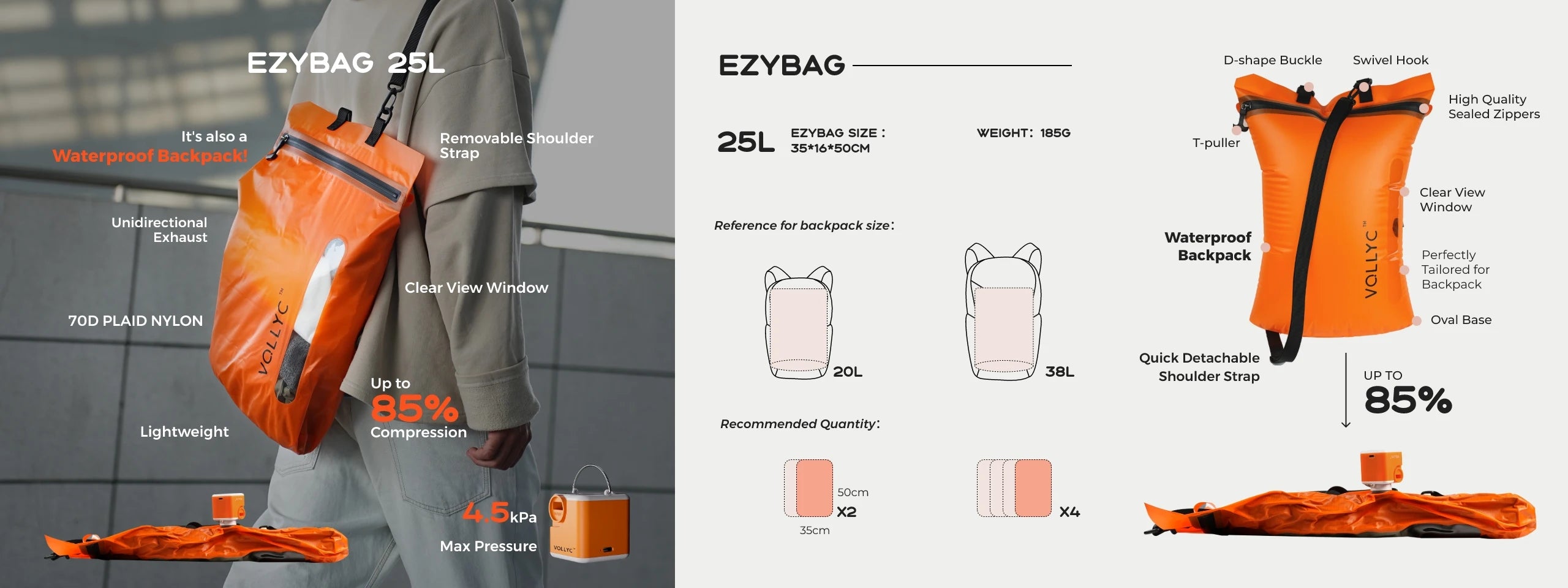 Vacuum Compression Travel Bag 25L – Reusable Packing Storage with 85% Space Saving