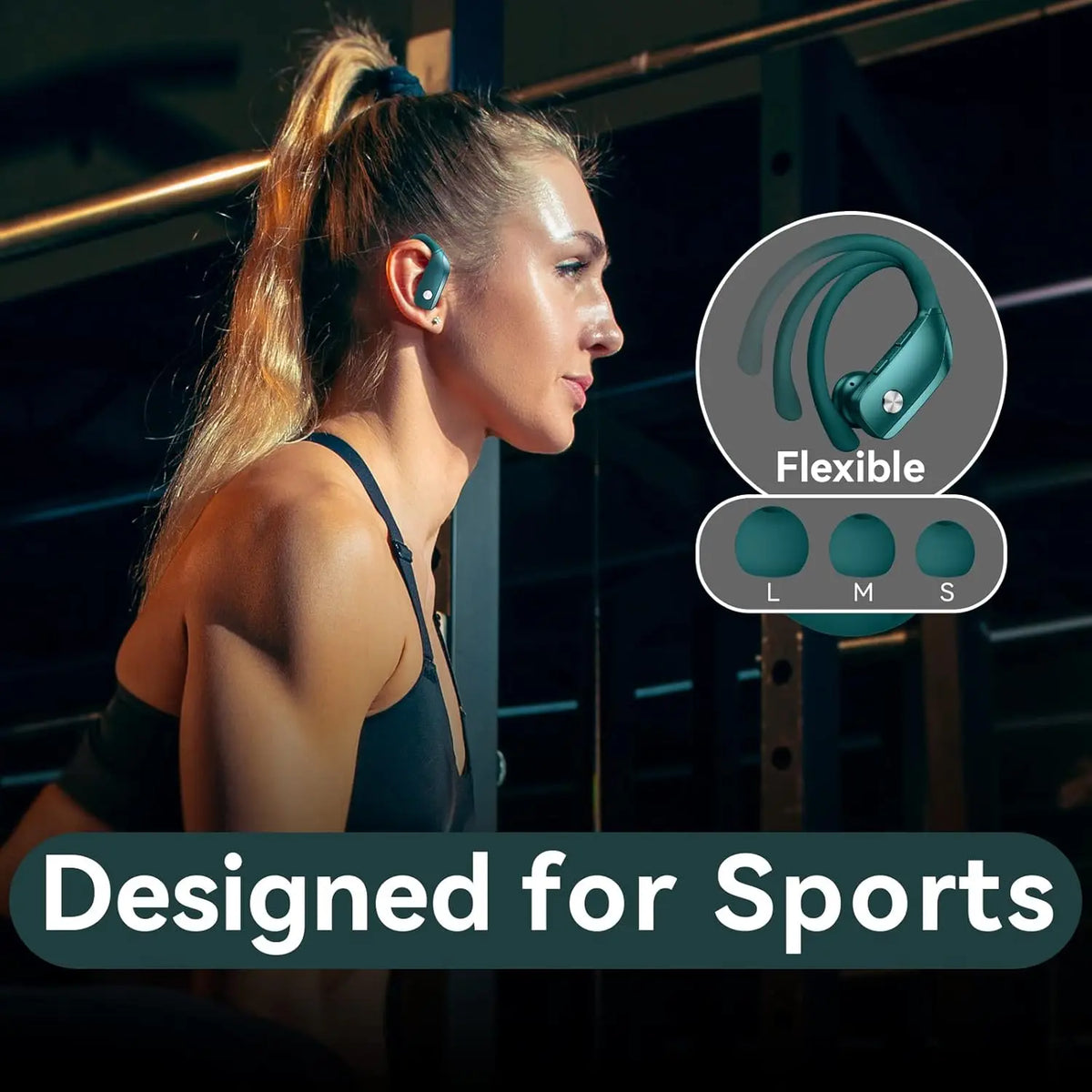 Bluetooth 5.0 Earbuds with Ear Hooks and Microphone