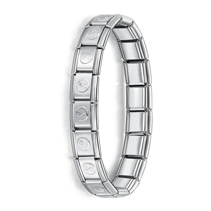 Hapiship New Women's Jewelry 9mm Width Itanlian Elastic Charm Bracelet Fashion Stainless Steel Bangle ST- 