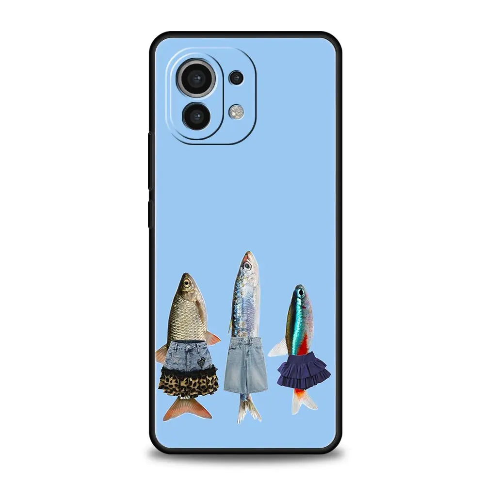 Kryt na telefón Xiaomi so vzorom rýb z PC a TPU