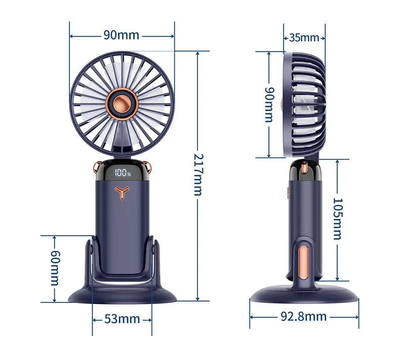 Foldable 5-Speed Handheld Mini Fan with LED Display