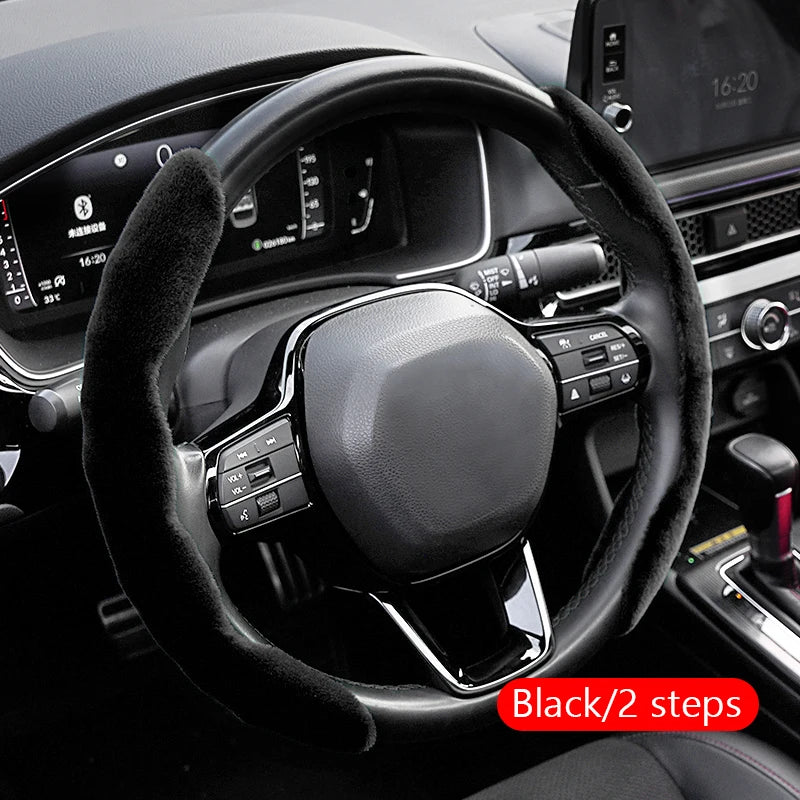 SEAMETAL Winter Steering Wheel Cover Shell Thicken Plush Warm Steering Protector Anti Scratch Car Steer Wheel Cover Non-Slip