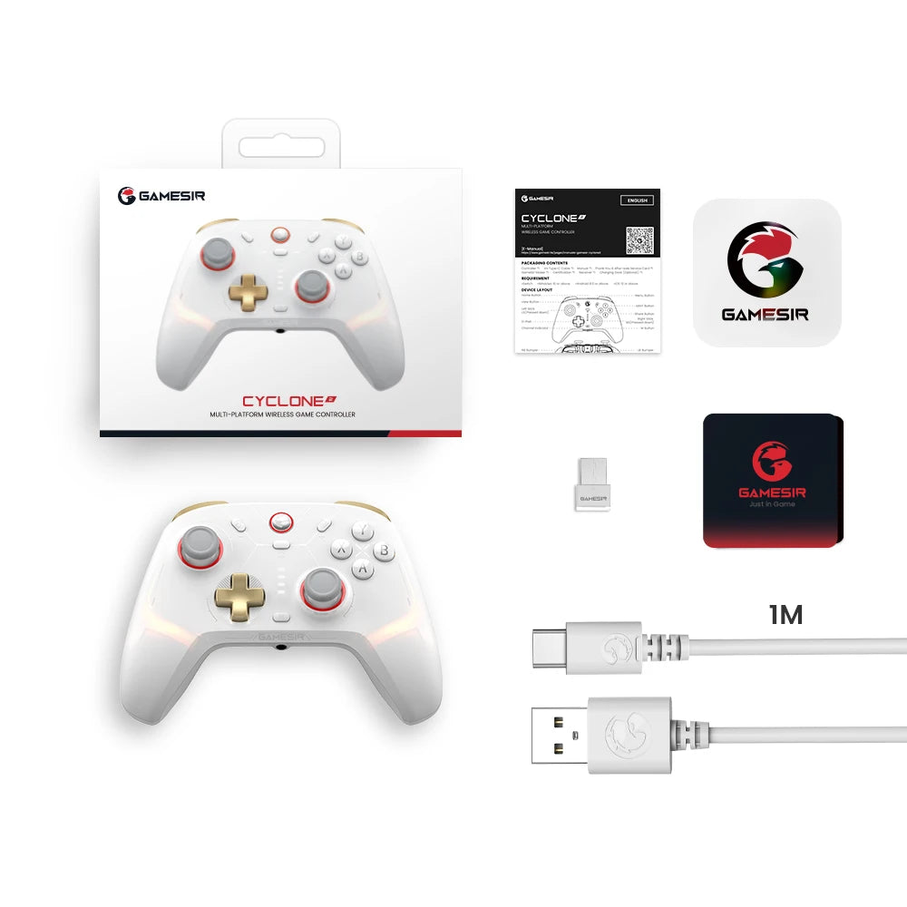 GameSir Cyclone 2 Bezdrátový Pro ovladač Bluetooth hernípad s nabíjecí stanicí Hall Effect joysticky pro Nintendo Switch, iPhone, Android & PC