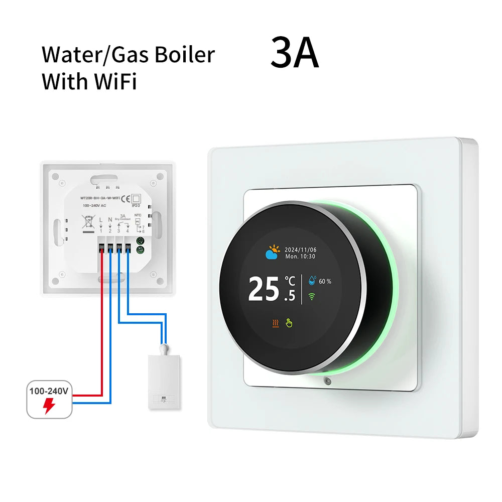 AVATTO Tuya WiFi Electric Floor Heating Water/Gas Boiler Temperature Controller，Smart Knob Thermostat Support Google Home, Alexa 