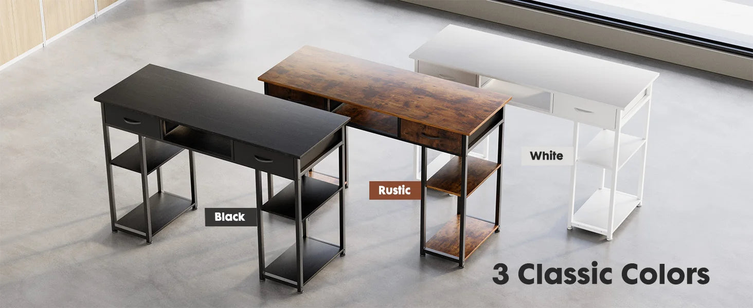 48 Inch Computer Desk with Drawers, Shelves & Keyboard Tray
