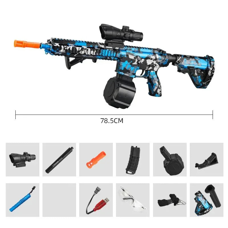 M416 Toy Gun 7.4V High-speed Burst Gel Ball With Orange Plug And Double Magazine For Outdoor Interactive Parent-child Games. 